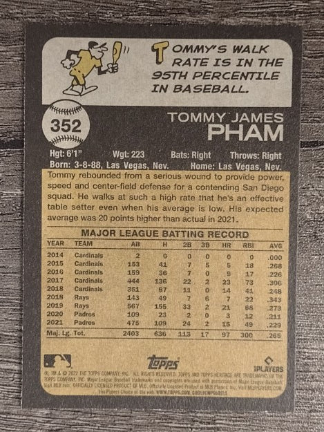 2022 Topps Heritage #352 Tommy Pham
