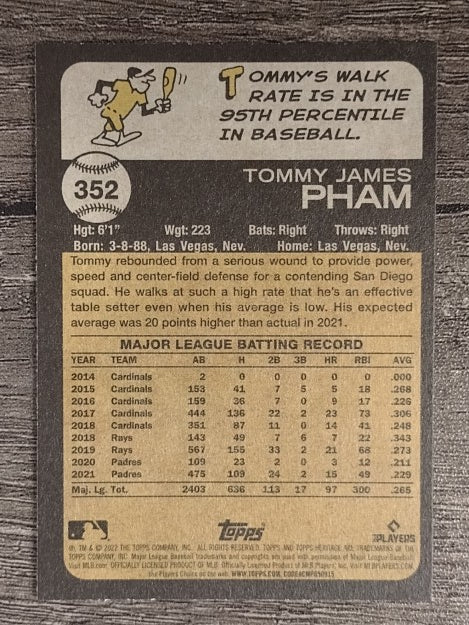 2022 Topps Heritage #352 Tommy Pham