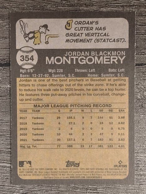 2022 Topps Heritage #354 Jordan Montgomery
