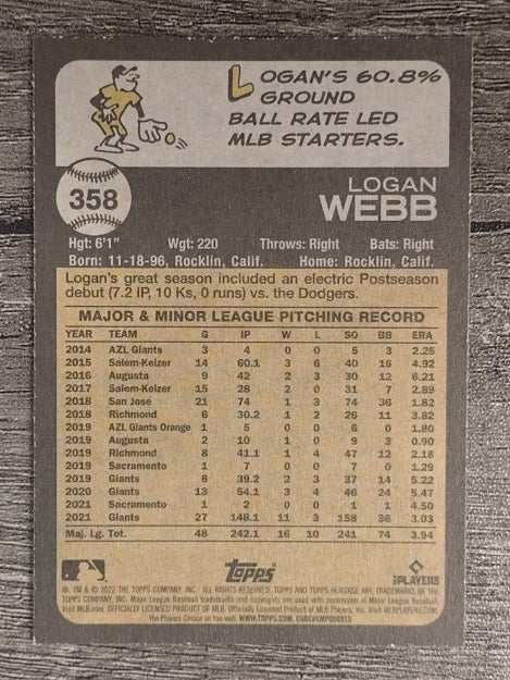 2022 Topps Heritage #358 Logan Webb