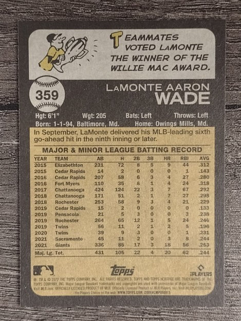2022 Topps Heritage #359 LaMonte Wade