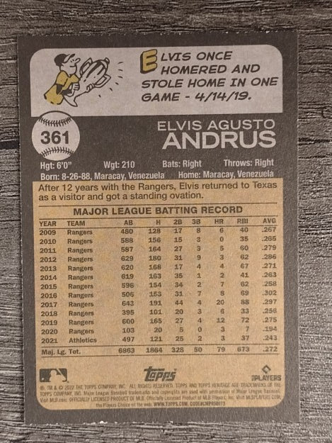 2022 Topps Heritage #361 Elvis Andrus