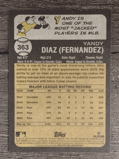 2022 Topps Heritage #363 Yandy Diaz
