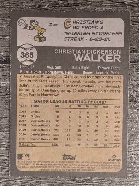 2022 Topps Heritage #365 Christian Walker