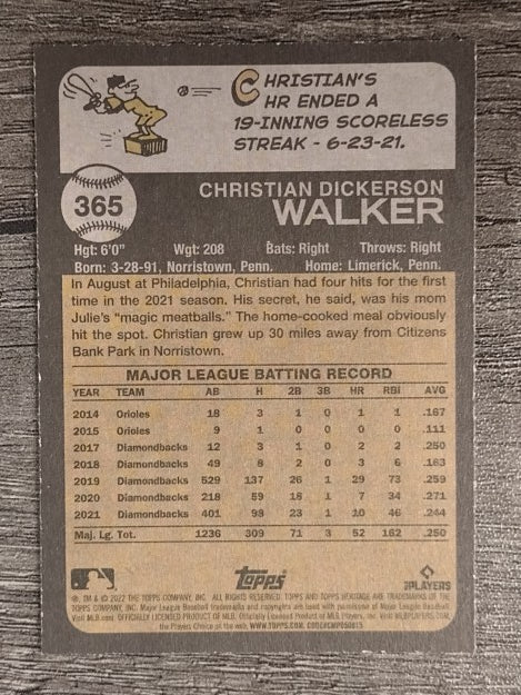 2022 Topps Heritage #365 Christian Walker