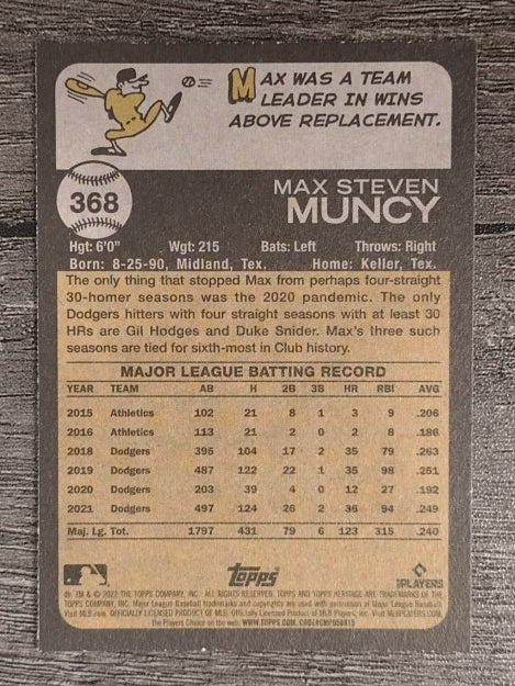 2022 Topps Heritage #368 Max Muncy