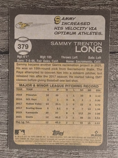 2022 Topps Heritage #379 Sammy Long RC