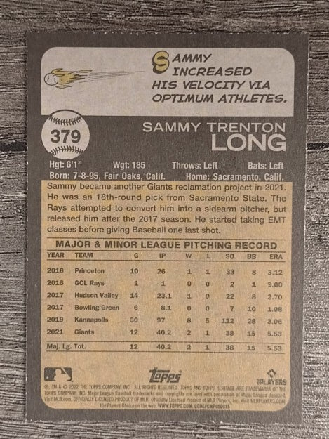 2022 Topps Heritage #379 Sammy Long RC