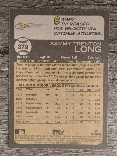 2022 Topps Heritage #379 Sammy Long RC