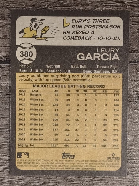 2022 Topps Heritage #380 Leury Garcia