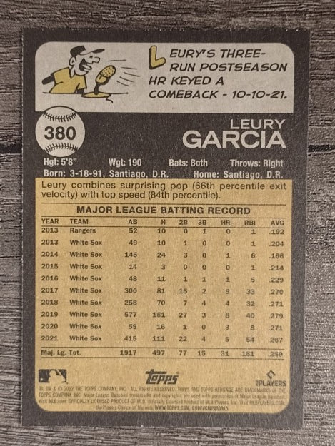 2022 Topps Heritage #380 Leury Garcia