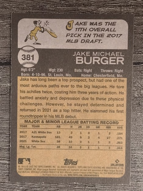 2022 Topps Heritage #381 Jake Burger RC