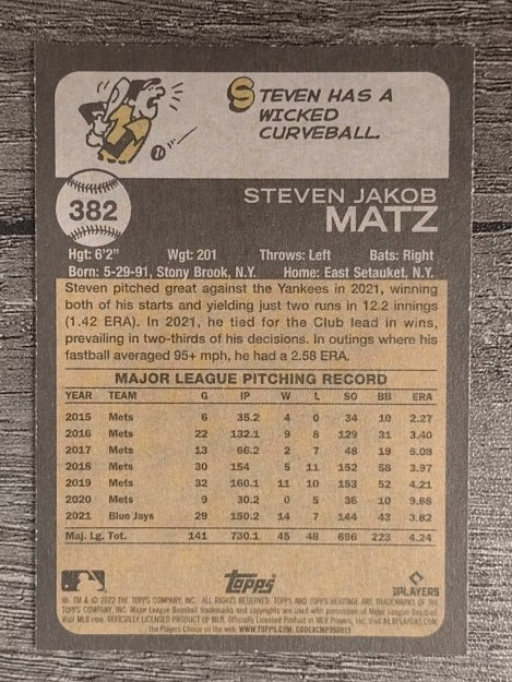 2022 Topps Heritage #382 Steven Matz