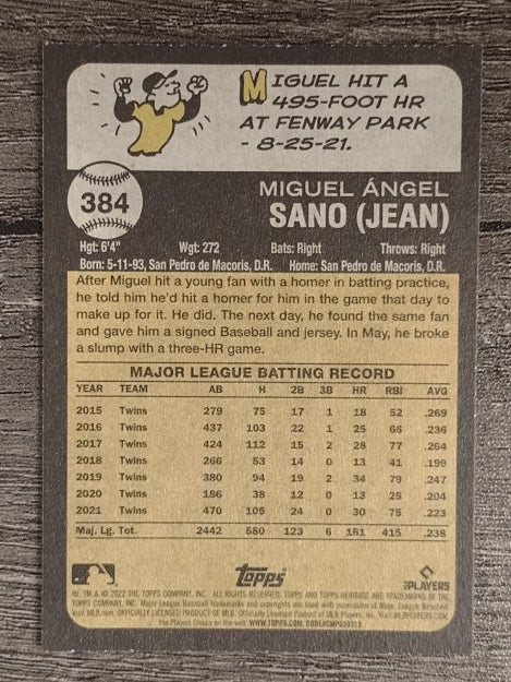 2022 Topps Heritage #384 Miguel Sano