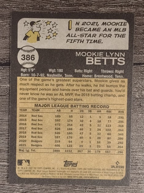 2022 Topps Heritage #386 Mookie Betts