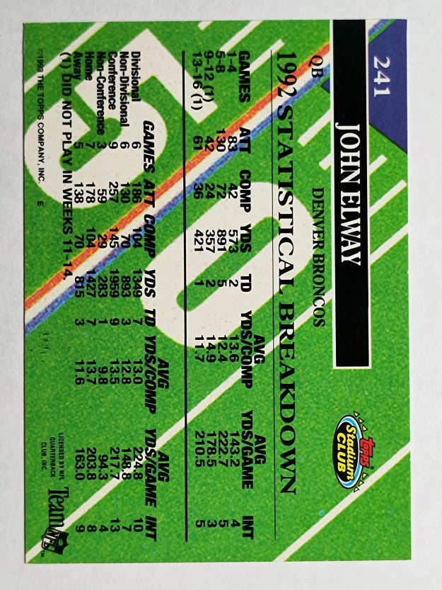 1993 Stadium Club #241 John Elway MC
