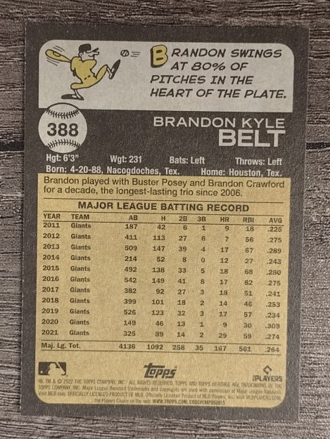 2022 Topps Heritage #388 Brandon Belt