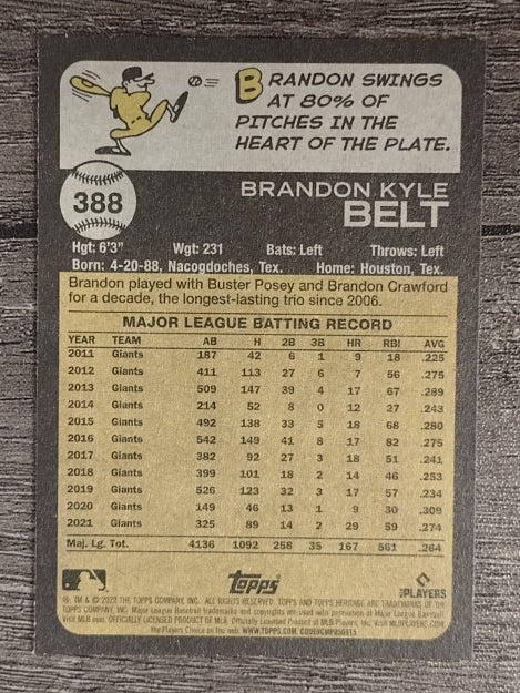 2022 Topps Heritage #388 Brandon Belt