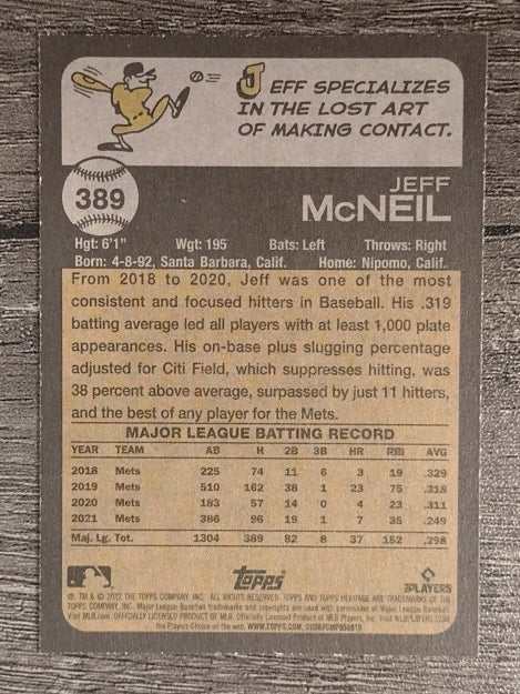 2022 Topps Heritage #389 Jeff McNeil