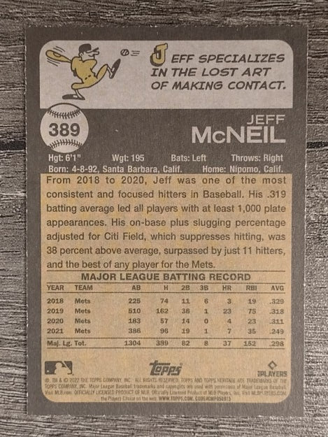 2022 Topps Heritage #389 Jeff McNeil