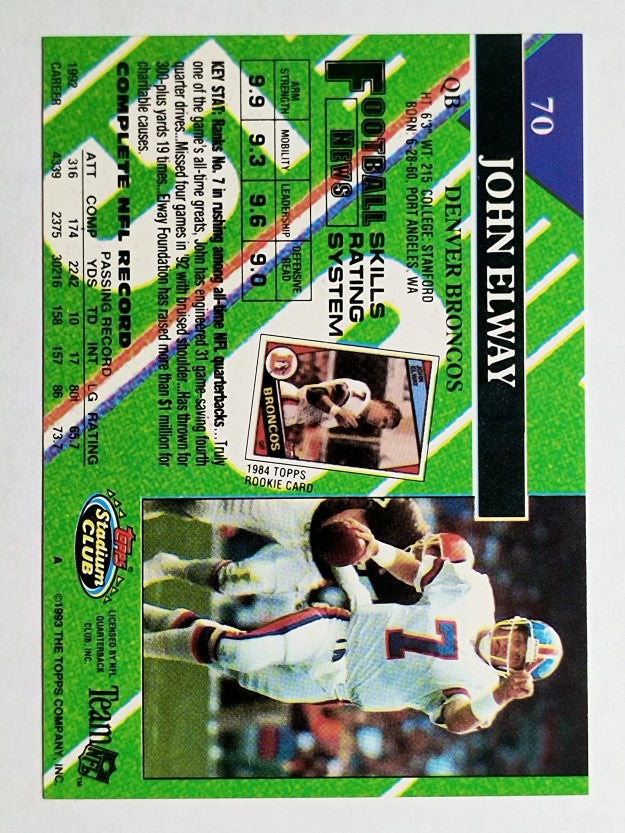 1993 Stadium Club #70 John Elway