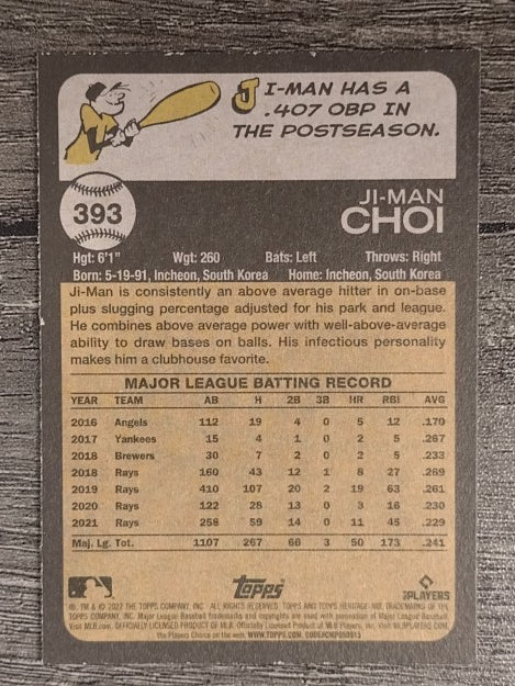 2022 Topps Heritage #393 Ji-Man Choi