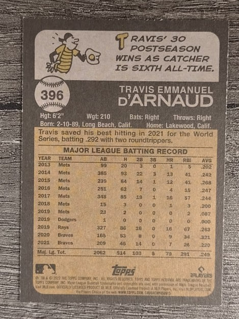 2022 Topps Heritage #396 Travis d'Arnaud