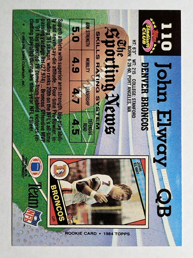 1992 Stadium Club #110 John Elway