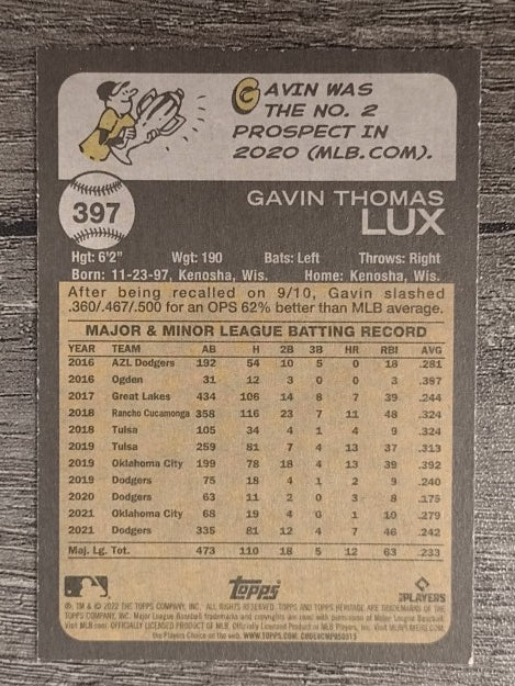 2022 Topps Heritage #397 Gavin Lux
