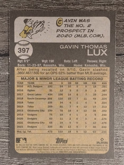 2022 Topps Heritage #397 Gavin Lux