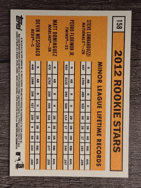 2012 Topps Heritage #158 Steve Lombardozzi/Pedro Florimon RC/Devin Mesoraco RC