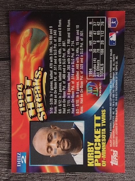1995 Topps D3 Zone #2 Kirby Puckett