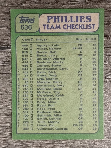1982 Topps #636 Pete Rose/Steve Carlton TL