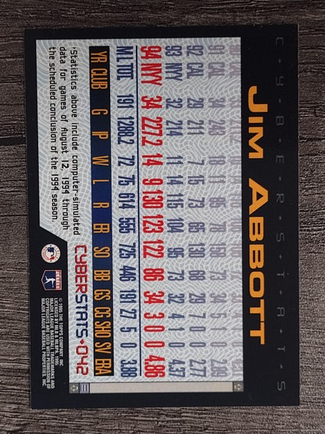 1995 Topps Cyberstats #42 Jim Abbott