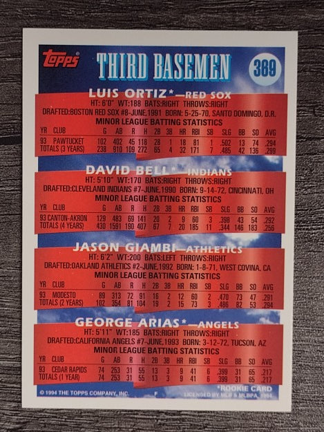 1994 Topps Gold #369 David Bell/Jason Giambi