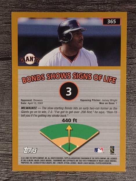 2002 Topps #365 Barry Bonds HR 3