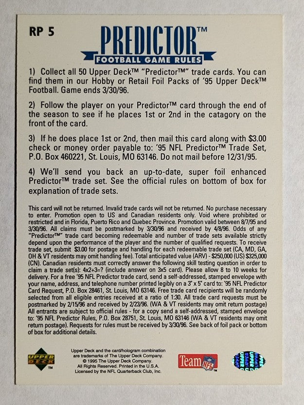 1995 Upper Deck Predictor League Leaders #RP5 John Elway