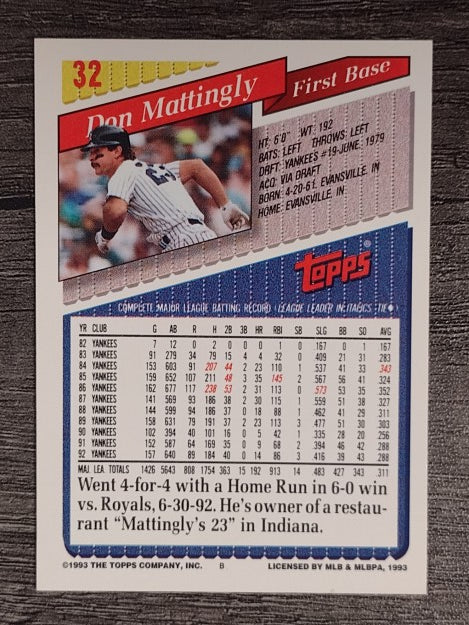 1993 Topps #32 Don Mattingly