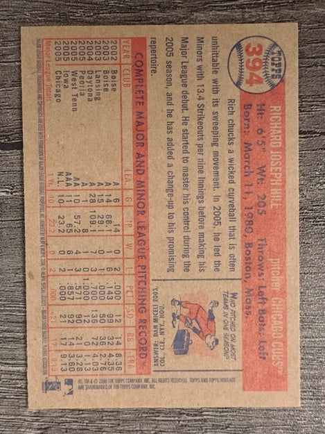 2006 Topps Heritage #394 Rich Hill