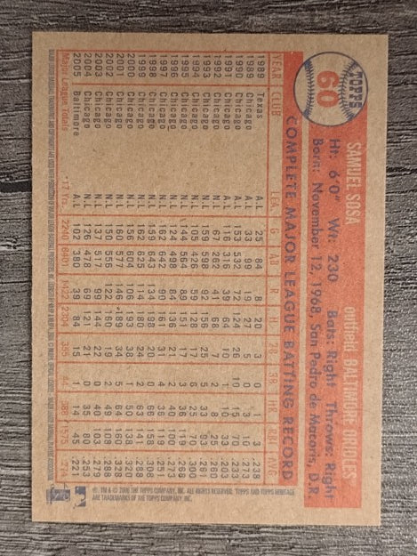 2006 Topps Heritage #60 Sammy Sosa