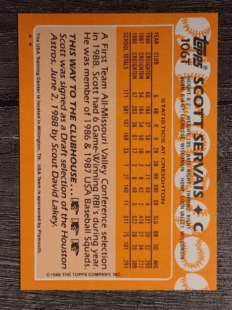1988 Topps Traded #106T Scott Servais OLY XRC