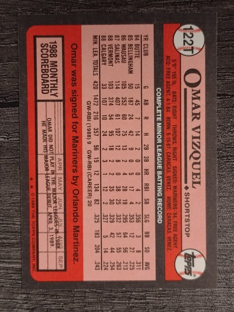 1989 Topps Traded #122T Omar Vizquel RC