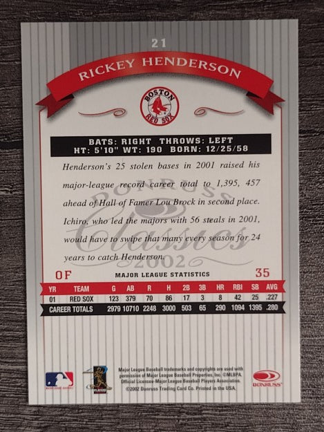2002 Donruss Classics #21 Rickey Henderson