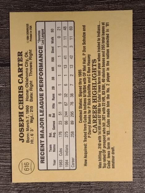 1985 Donruss #616 Joe Carter