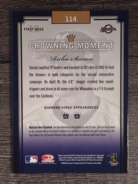 2003 Diamond Kings Bronze Foil #114 Richie Sexson