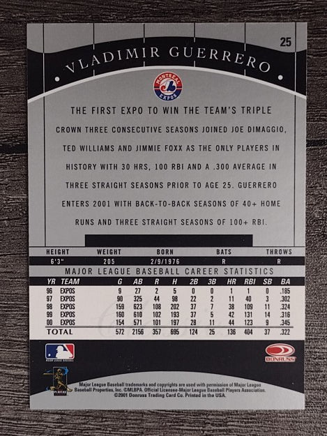 2001 Donruss Classics #25 Vladimir Guerrero