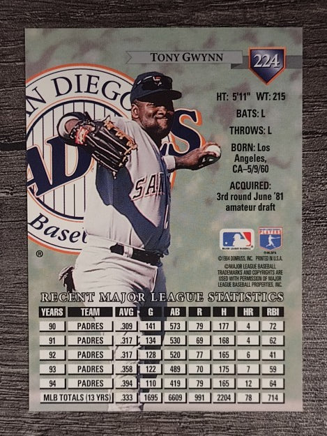 1995 Donruss #224 Tony Gwynn