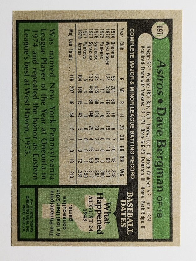 1979 Topps #697 Dave Bergman (EXMT)