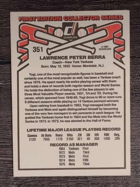 1981 Donruss #351 Yogi Berra CO