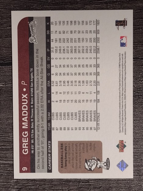 1998 Upper Deck Retro #9 Greg Maddux